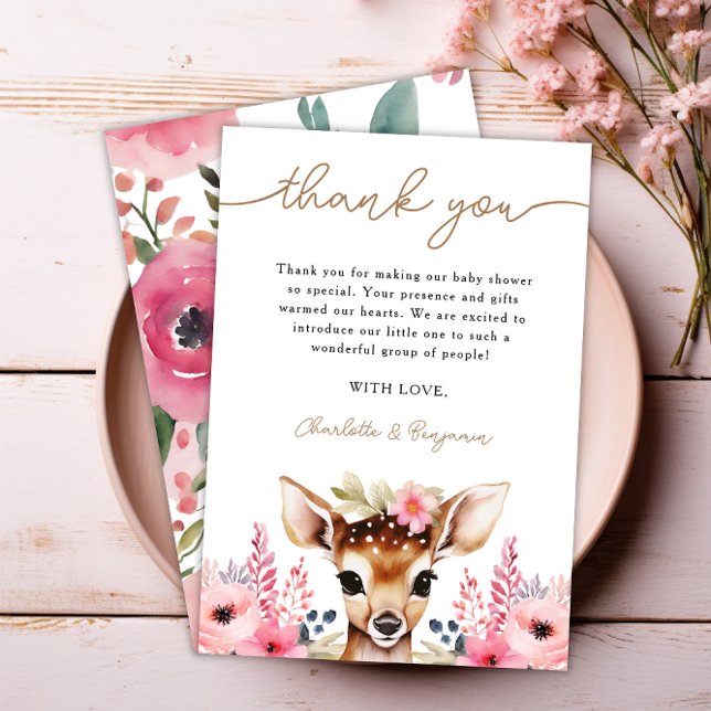 Tarjeta de agradecimiento de Baby Shower Deer Cute (Oh Deer Cute Baby Shower Thank You Card)