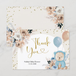 Tarjeta de agradecimiento de Baby Shower del oso a
