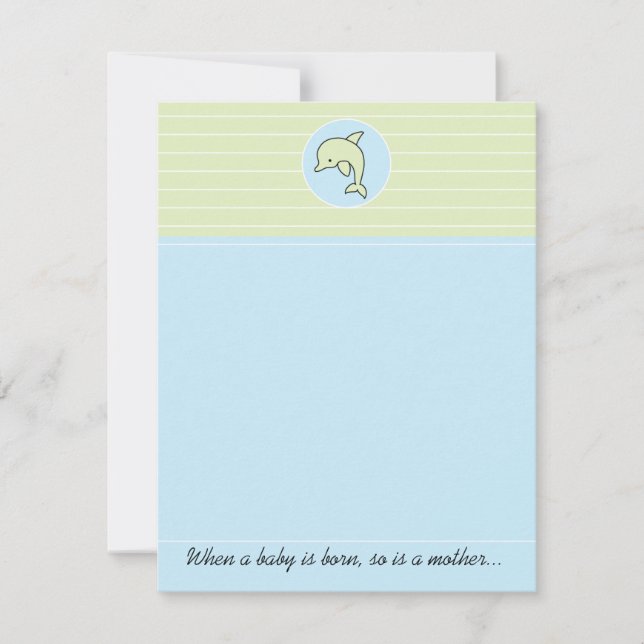 Tarjeta de agradecimiento de Baby Shower, delfín a (Anverso)