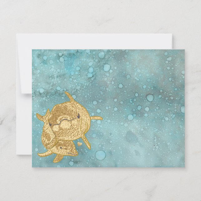 Tarjeta de agradecimiento de Baby Shower "Dolphins (Anverso)