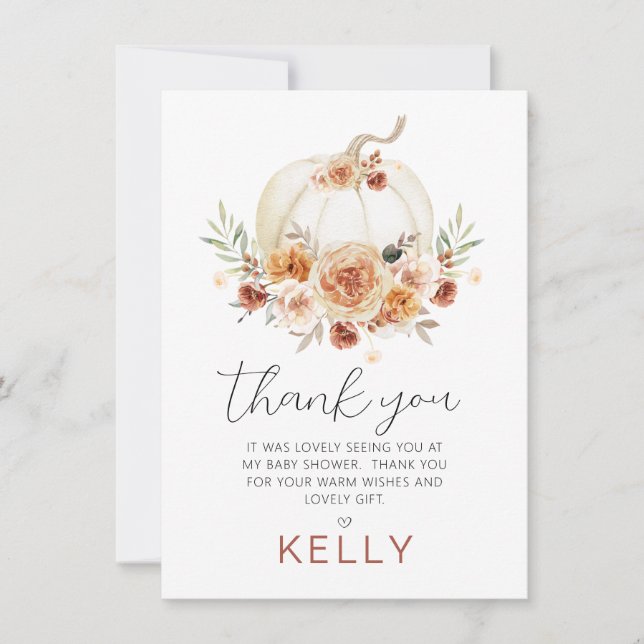 Tarjeta de agradecimiento de Baby Shower Fall Flor (Anverso)