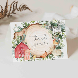 Tarjeta de agradecimiento de Baby Shower Farm Anim