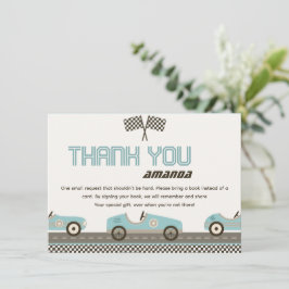 Tarjeta de agradecimiento de Baby Shower Fast Car