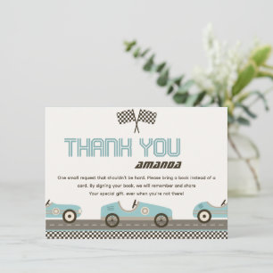 Tarjeta de agradecimiento de Baby Shower Fast Car 