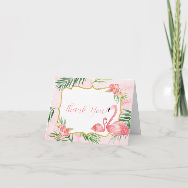 Tarjeta de agradecimiento de Baby Shower Flamingo (Anverso)