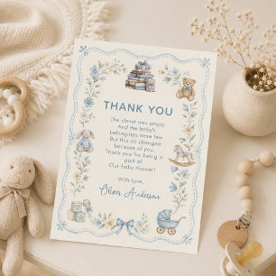 Tarjeta de agradecimiento de baby shower floral de