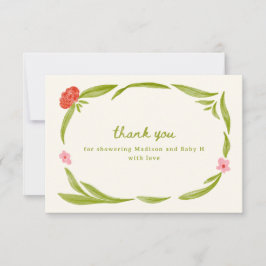 Tarjeta de agradecimiento de Baby Shower floral de