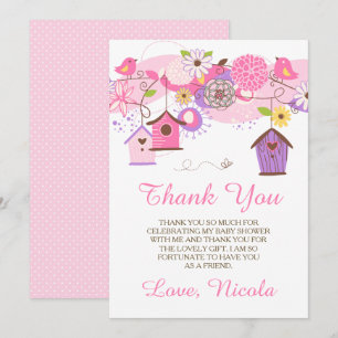 Tarjeta de agradecimiento de baby shower floral ro