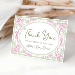 Tarjeta de agradecimiento de baby shower Floral Wi