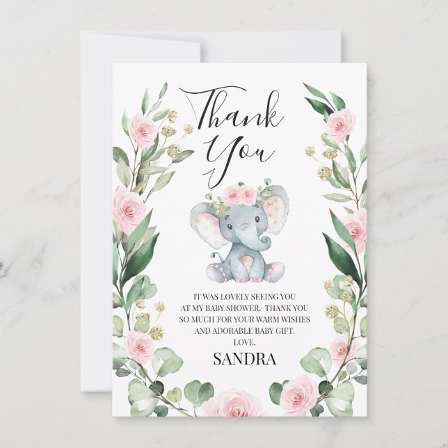 Tarjeta de agradecimiento de Baby Shower Floral Wr (Anverso)