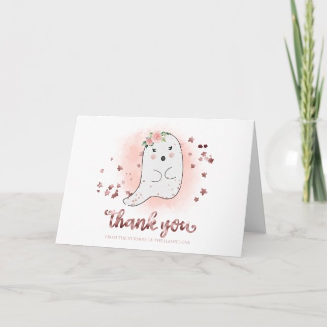 Tarjeta de agradecimiento de Baby Shower Ghost Hal (Anverso)