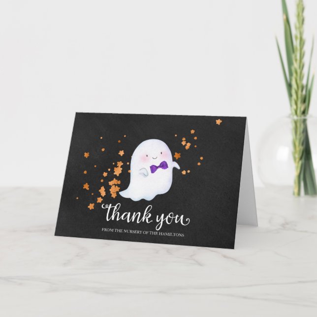 Tarjeta de agradecimiento de Baby Shower Ghost Hal (Anverso)