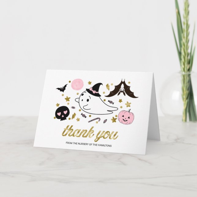 Tarjeta de agradecimiento de Baby Shower Ghost Hal (Anverso)