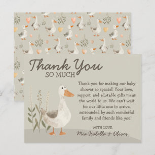 Tarjeta de agradecimiento de Baby Shower Goose de 