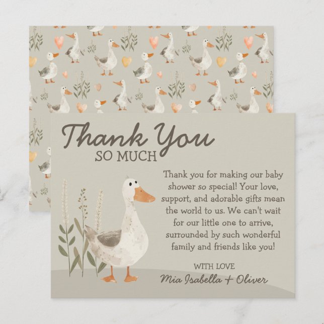 Tarjeta de agradecimiento de Baby Shower Goose de  (Anverso / Reverso)