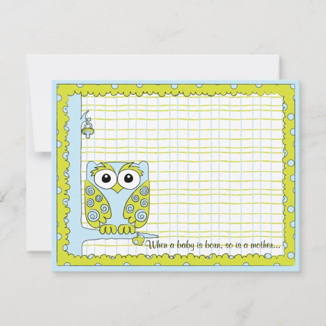 Tarjeta de agradecimiento de Baby Shower, Lechuza  (Anverso)