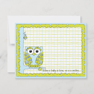 Tarjeta de agradecimiento de Baby Shower, Lechuza