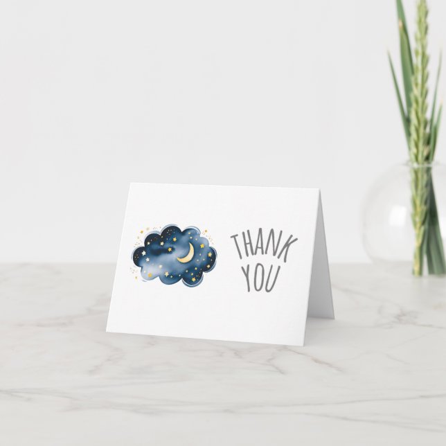 Tarjeta de agradecimiento de Baby Shower Moon and  (Anverso)