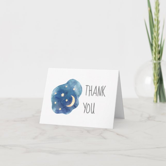 Tarjeta de agradecimiento de Baby Shower Moon and  (Anverso)
