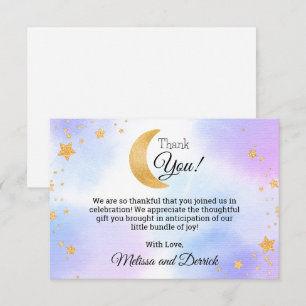 Tarjeta de agradecimiento de Baby Shower Moon Blue