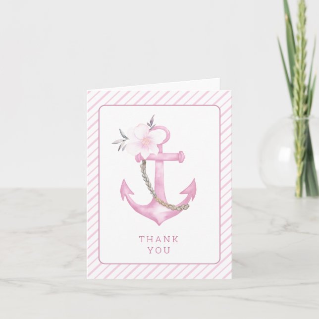 Tarjeta de agradecimiento de Baby Shower Nautical  (Anverso)