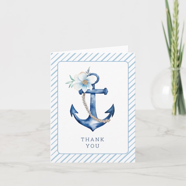 Tarjeta de agradecimiento de Baby Shower Nautical  (Anverso)