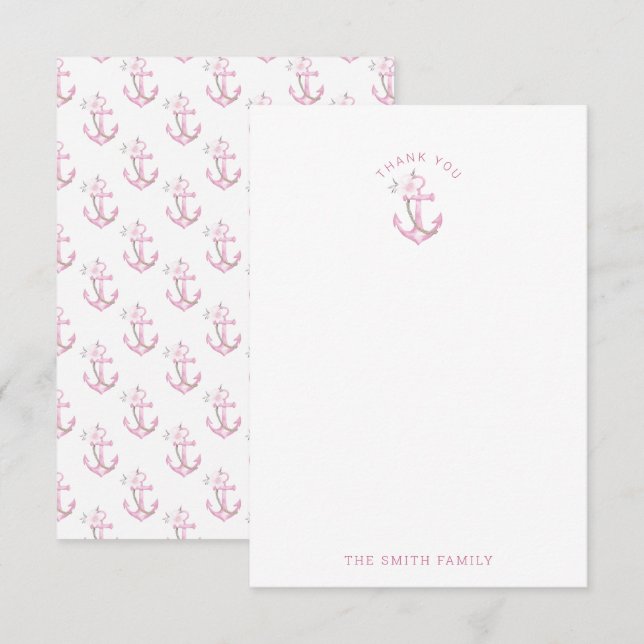 Tarjeta de agradecimiento de Baby Shower Nautical  (Anverso / Reverso)