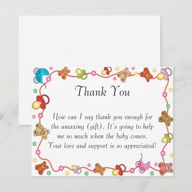 Tarjeta de agradecimiento de Baby Shower para Baby (Anverso / Reverso)