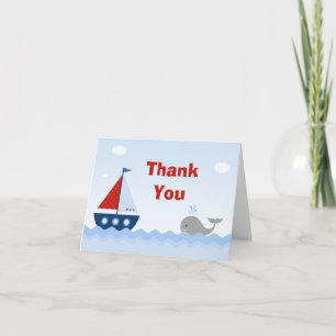 Tarjeta de agradecimiento de Baby Shower para barc