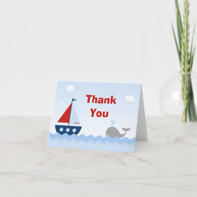 Tarjeta de agradecimiento de Baby Shower para barc (Anverso)