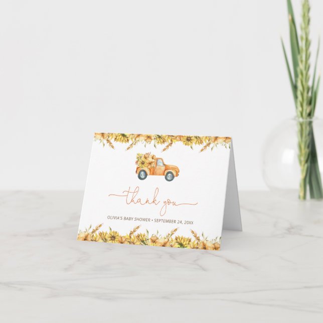 Tarjeta de agradecimiento de Baby Shower para cala (Anverso)