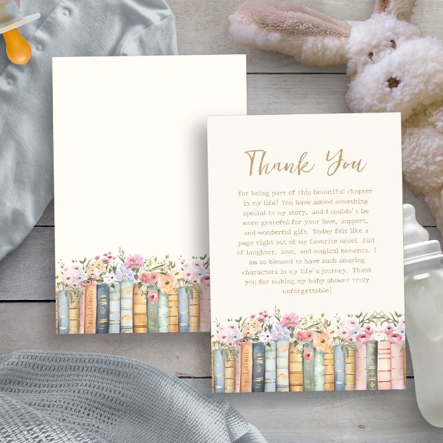 Tarjeta de agradecimiento de Baby Shower para el l (Elegant Floral Book Baby Shower Thank You Card by Painted Paperie
)