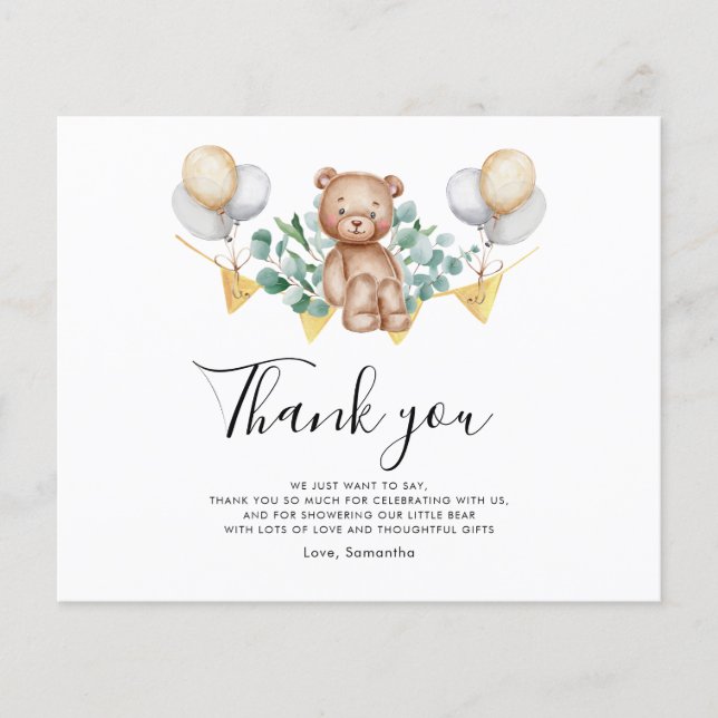 Tarjeta de agradecimiento de Baby Shower para el o (Anverso)