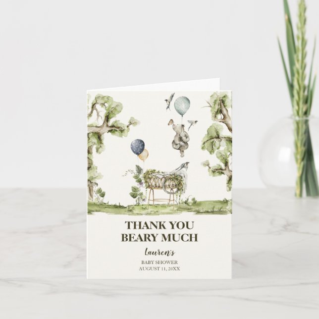 Tarjeta de agradecimiento de Baby Shower para el o (Anverso)