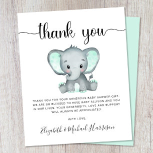 Tarjeta de agradecimiento de Baby Shower para Elef