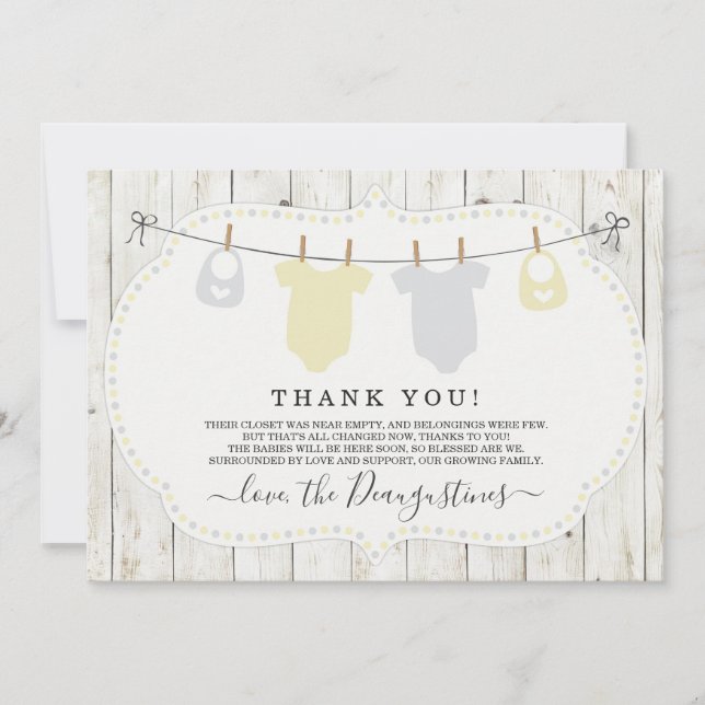 Tarjeta de agradecimiento de Baby Shower para geme (Anverso)