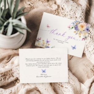 Tarjeta de agradecimiento de baby shower pastel co