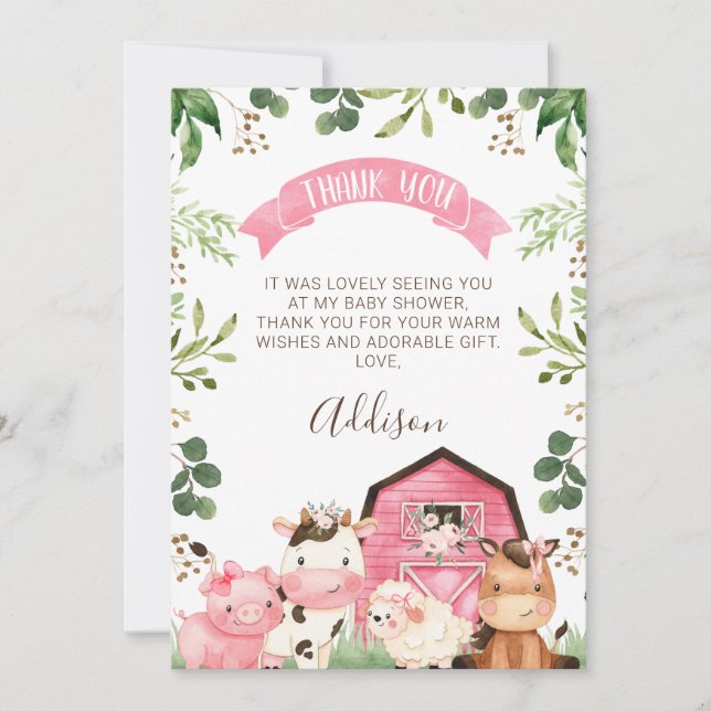 Tarjeta de agradecimiento de Baby Shower Pink Flor (Anverso)