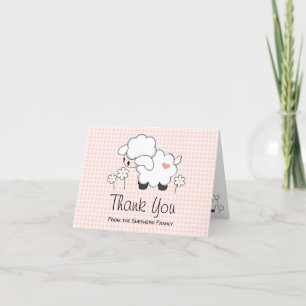 Tarjeta de agradecimiento de Baby Shower Pink Ging