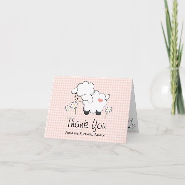 Tarjeta de agradecimiento de Baby Shower Pink Ging (Anverso)