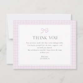 Tarjeta de agradecimiento de Baby Shower Pink Ging