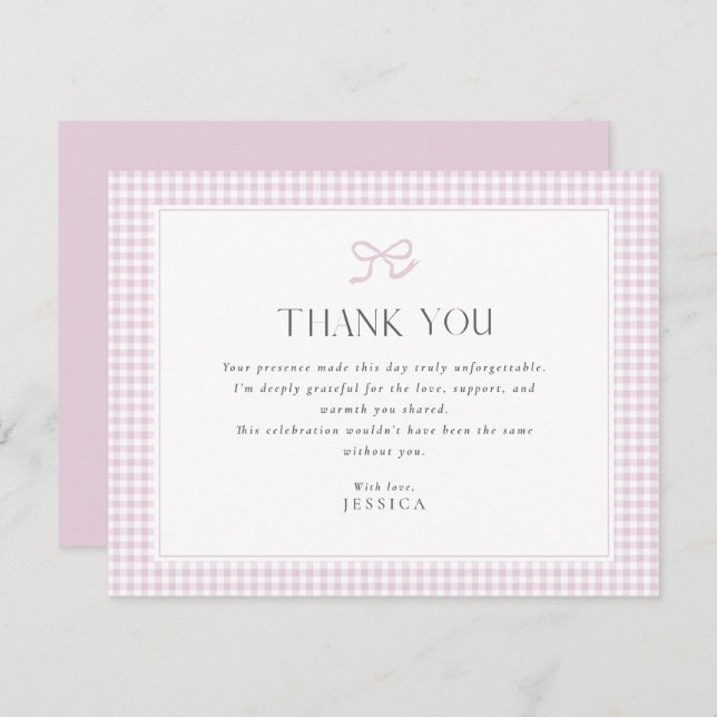 Tarjeta de agradecimiento de Baby Shower Pink Ging (Anverso / Reverso)