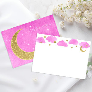 Tarjeta de agradecimiento de Baby Shower Pink Moon