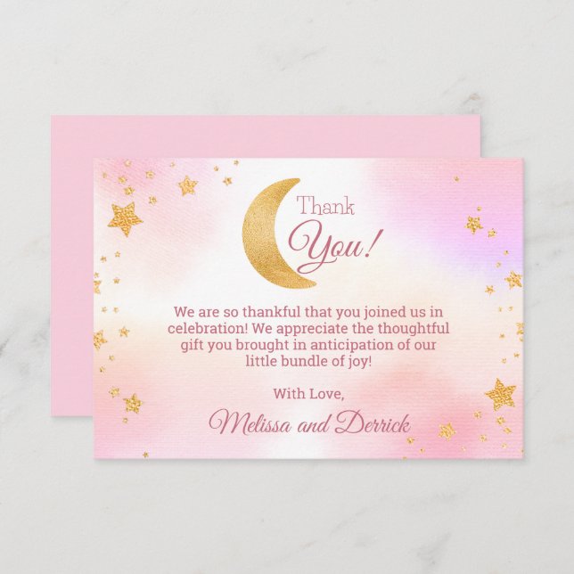 Tarjeta de agradecimiento de Baby Shower Pink Over (Anverso / Reverso)