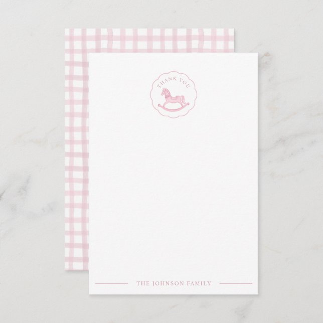 Tarjeta de agradecimiento de Baby Shower Pink Rocs (Anverso / Reverso)