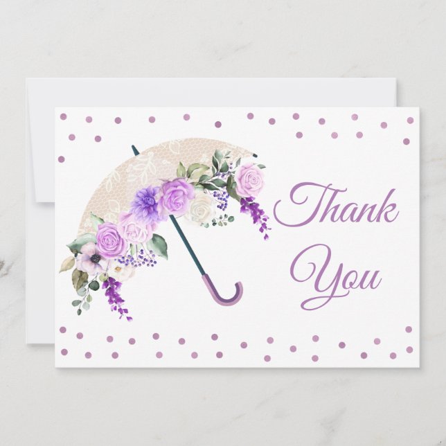 Tarjeta de agradecimiento de Baby Shower Purple Fl (Anverso)
