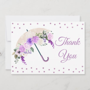 Tarjeta de agradecimiento de Baby Shower Purple Fl