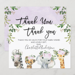 Tarjeta de agradecimiento de Baby Shower Purple Sa