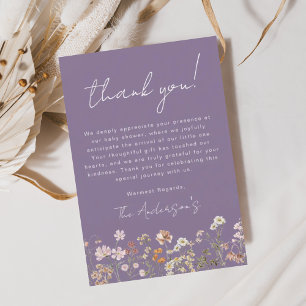 Tarjeta de agradecimiento de Baby Shower Purple Wi
