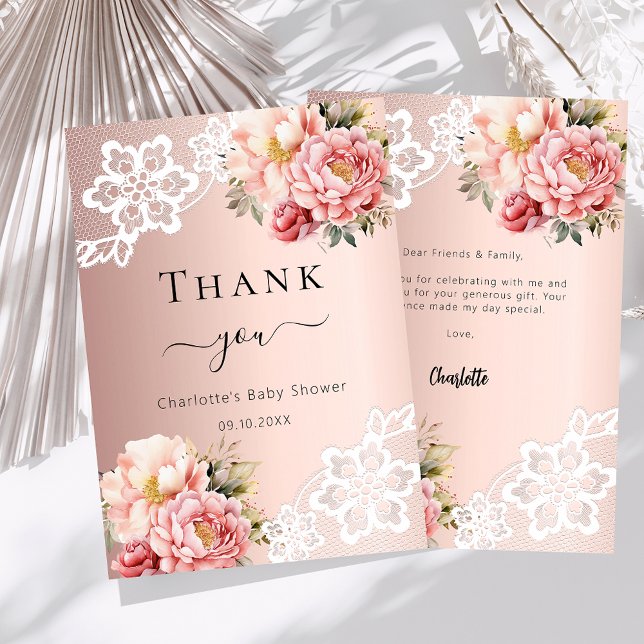 tarjeta de agradecimiento de Baby Shower rosa oro  (Subido por el creador)